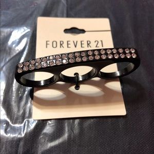 FOREVER 21 “3 FINGER RING” RHINESTONES NWT s 7/7.5